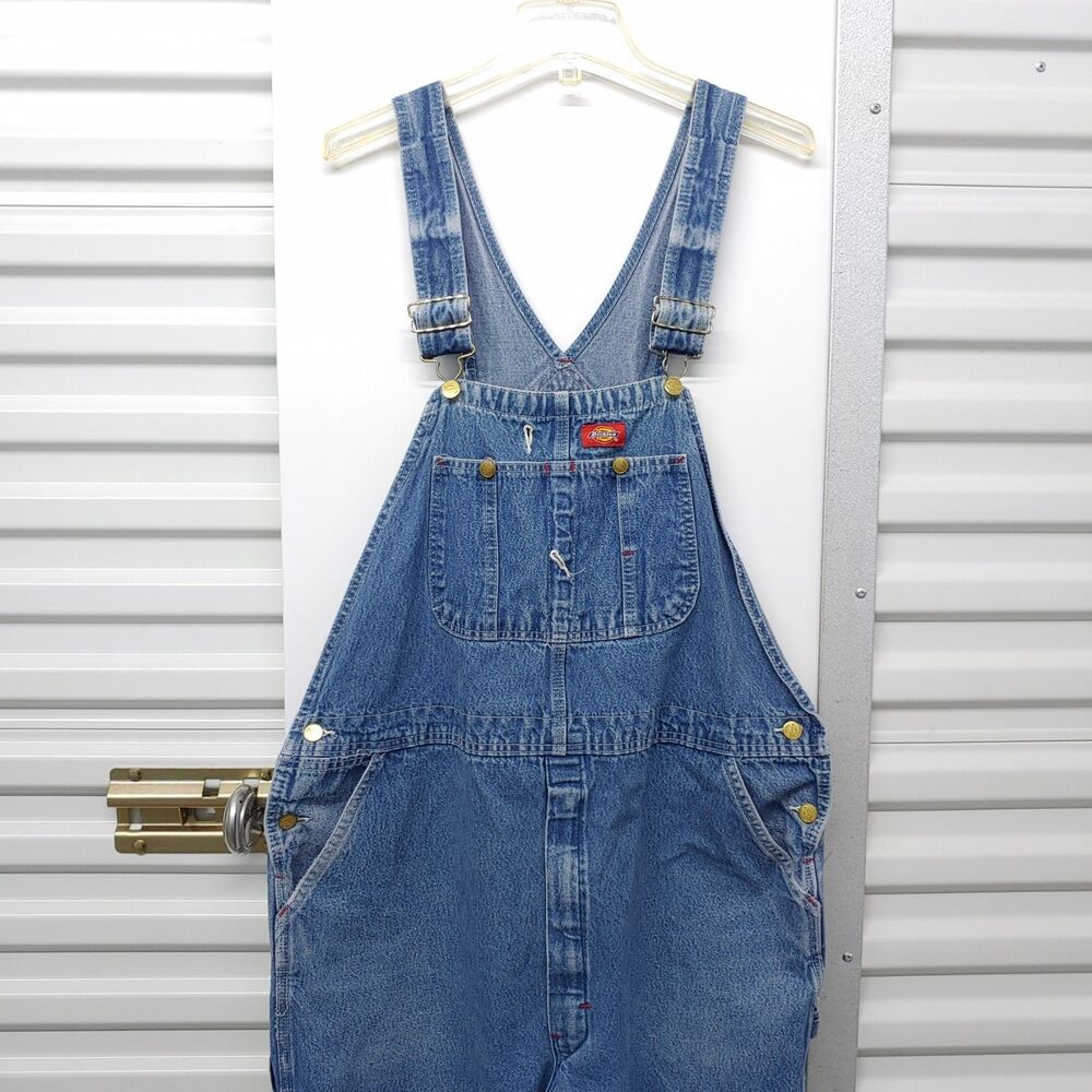 Dickies Dungarees Overalls 40x30 - 32l Denim Carpenter Workwear - BLUE Jeans